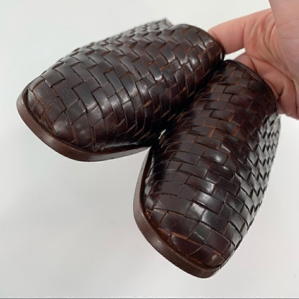Sesto Meucci heels size 5.5 N blown Italian leather woven mules vintage 80s 90s - Picture 10 of 12